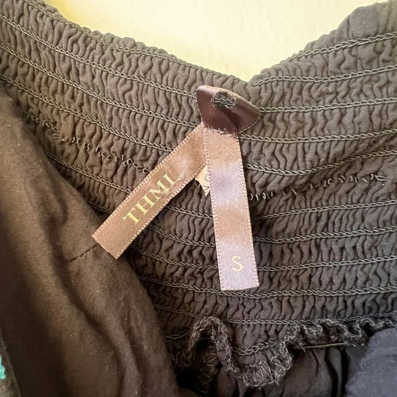 THML Womens Embroidered Strapless Dress With Ruffled Hem In Black Size S‎ - Picture 3 of 3